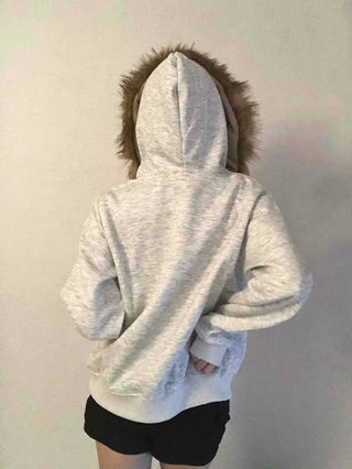 Vintage Fur Spray Lettering Zip-up