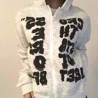 Vintage Fur Spray Lettering Zip-up