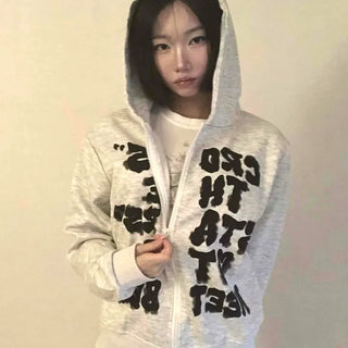 Vintage Fur Spray Lettering Zip-up