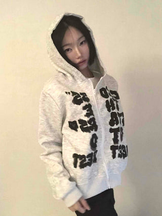 Vintage Fur Spray Lettering Zip-up
