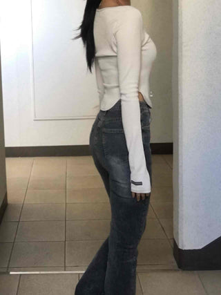 Minimal Denim Bootcut Long Pants