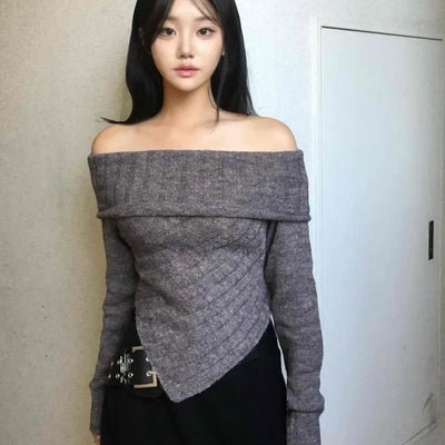 Comfortable Off-Shoulder Oversized Knit