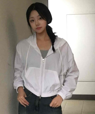 Natural Crinkly Zip-up Hoodie