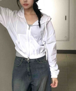 Natural Crinkly Zip-up Hoodie