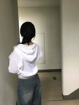 Natural Crinkly Zip-up Hoodie