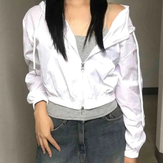 Natural Crinkly Zip-up Hoodie