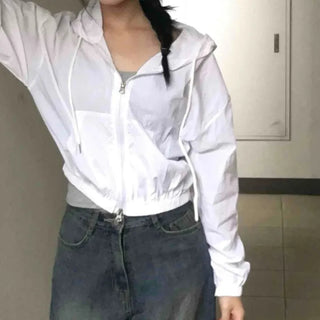 Natural Crinkly Zip-up Hoodie