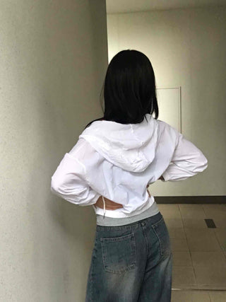Natural Crinkly Zip-up Hoodie