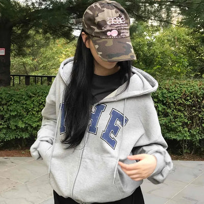 Natural Cotton Basic Zip-up Hoodie