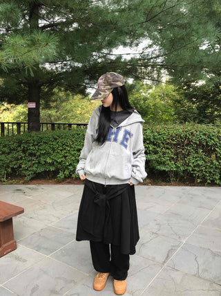 Natural Cotton Basic Zip-up Hoodie