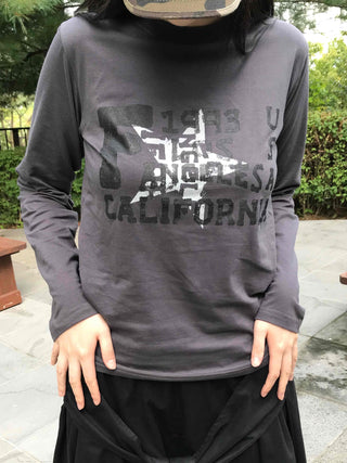 Minimal Graphic Round Neck Long Sleeve T-shirt