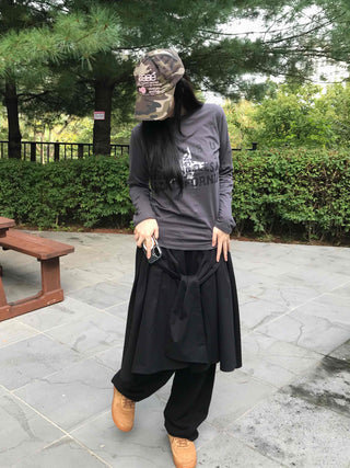Minimal Graphic Round Neck Long Sleeve T-shirt