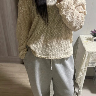 Doru See-through Off-Shoulder Oversized Long-Sleeve Knit
