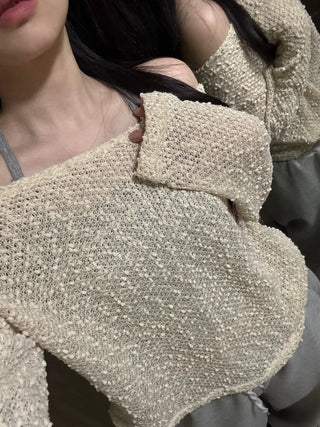 Doru See-through Off-Shoulder Oversized Long-Sleeve Knit
