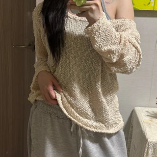 Doru See-through Off-Shoulder Oversized Long-Sleeve Knit