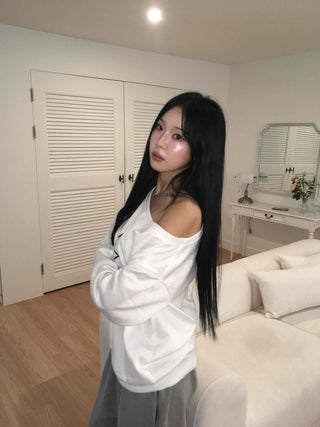 Simple Star Off-Shoulder Oversized Sweatshirt
