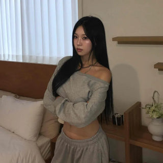 Natural One-Off Crop Sweatshirt