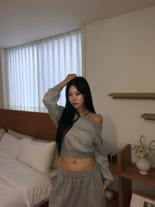 Natural One-Off Crop Sweatshirt