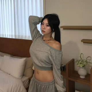 Natural One-Off Crop Sweatshirt