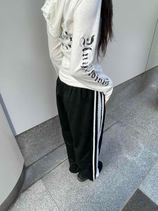 Basic Cotton Lettering Hooded Snap Long Sleeve T-shirt