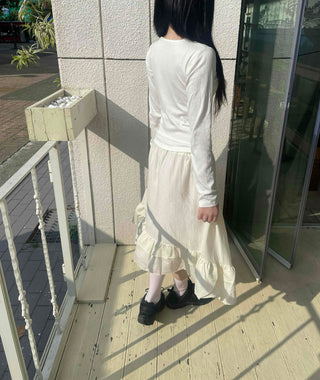 Comfortable U-neck Button Long Sleeve T-shirt