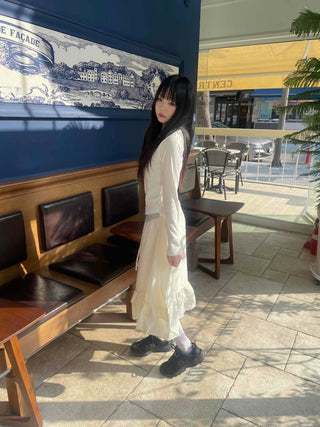 Comfortable U-neck Button Long Sleeve T-shirt