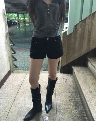 Comfort Studded Skinny Shorts