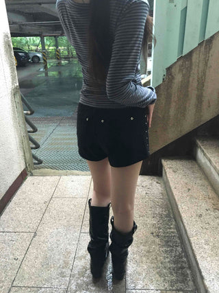 Comfort Studded Skinny Shorts
