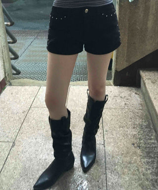 Comfort Studded Skinny Shorts