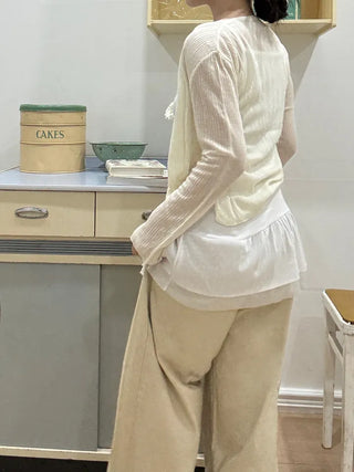 Karoo Triple-Hem Snap Cotton Wide Long Pants