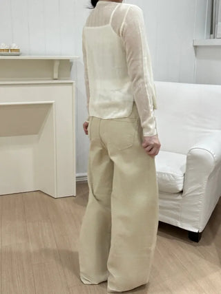 Karoo Triple-Hem Snap Cotton Wide Long Pants
