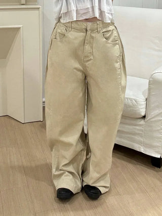 Karoo Triple-Hem Snap Cotton Wide Long Pants