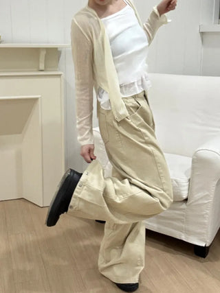 Karoo Triple-Hem Snap Cotton Wide Long Pants