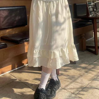 Retro Hip Frill Midi Skirt