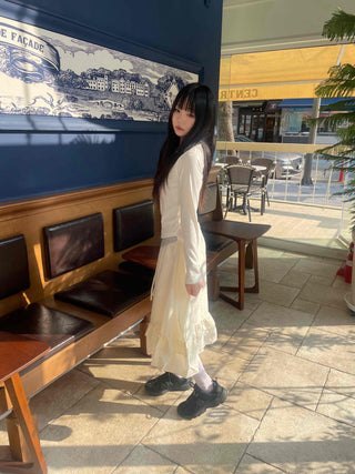 Retro Hip Frill Midi Skirt