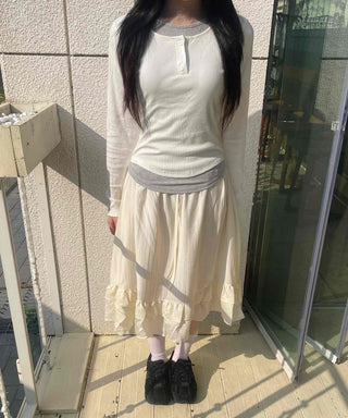 Retro Hip Frill Midi Skirt