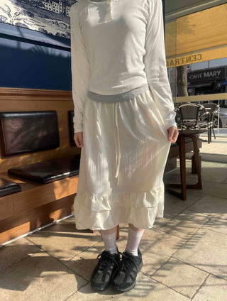 Retro Hip Frill Midi Skirt
