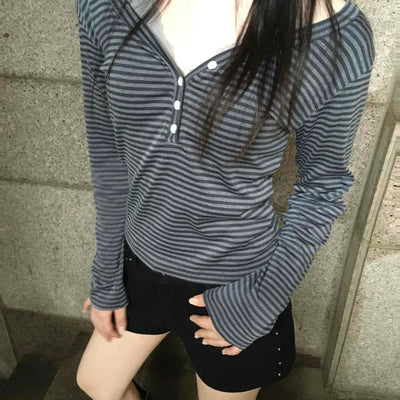 Date Look Striped Slim Fit Long Sleeve T-shirt