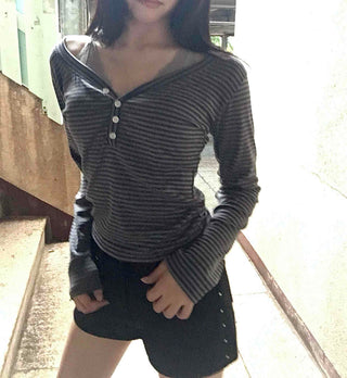 Date Look Striped Slim Fit Long Sleeve T-shirt