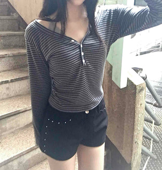 Date Look Striped Slim Fit Long Sleeve T-shirt