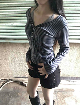 Date Look Striped Slim Fit Long Sleeve T-shirt