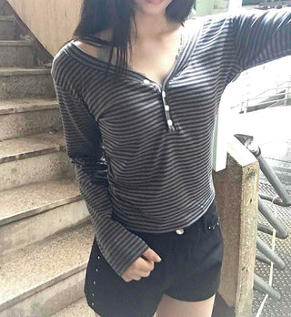 Date Look Striped Slim Fit Long Sleeve T-shirt