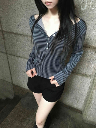 Date Look Striped Slim Fit Long Sleeve T-shirt