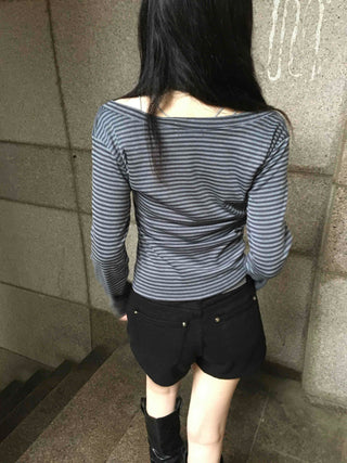 Date Look Striped Slim Fit Long Sleeve T-shirt
