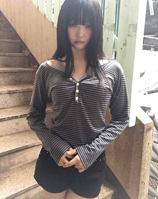 Date Look Striped Slim Fit Long Sleeve T-shirt