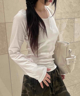 Basic Cotton Plain Long-Sleeve T-Shirt