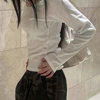 Basic Cotton Plain Long-Sleeve T-Shirt