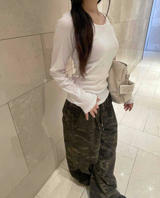 Basic Cotton Plain Long-Sleeve T-Shirt