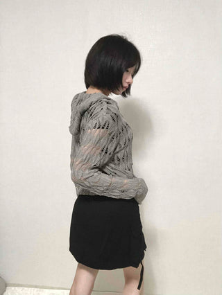grunge two-way knit zip-up cardigan