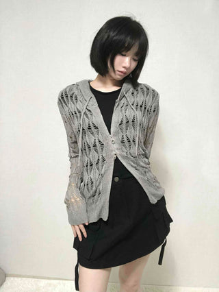 grunge two-way knit zip-up cardigan
